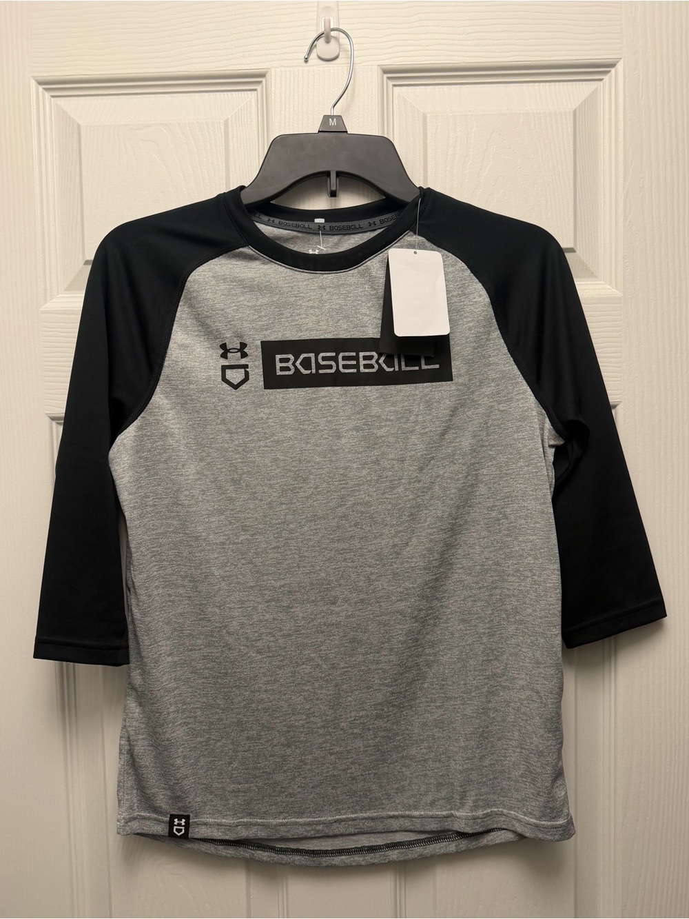 Under Armour Gray and Black Baseball Raglan Tee